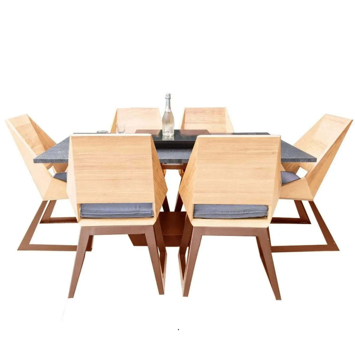 Обеденный комплект с гриль-очагом Quan Quadro Corten, на 6 персон