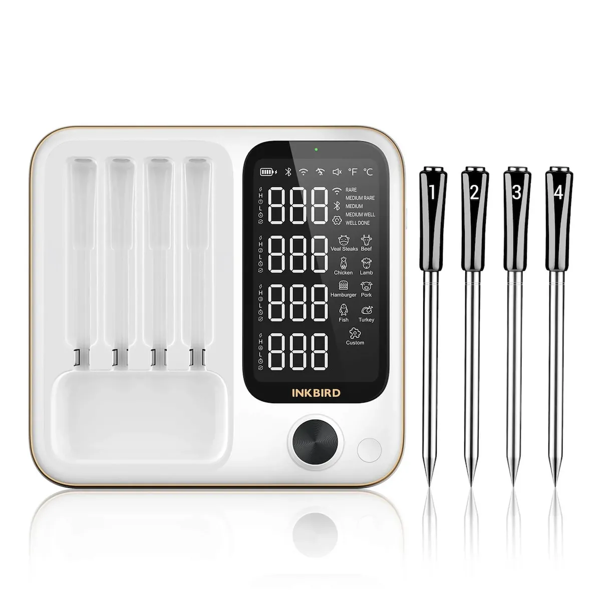 Термометр кулінарний Inkbird INT-14-BW цифровий із Bluetooth та Wi-Fi 2.4G, білий 
