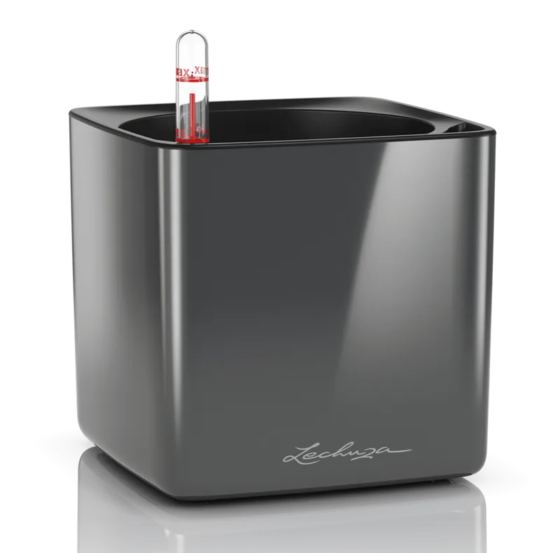 Вазон Lechuza 13511 CUBE Glossy 14 антрацит