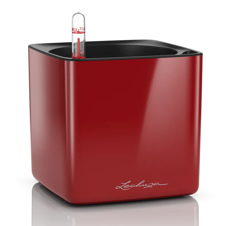 Вазон Lechuza 13512 CUBE Glossy 14 красный