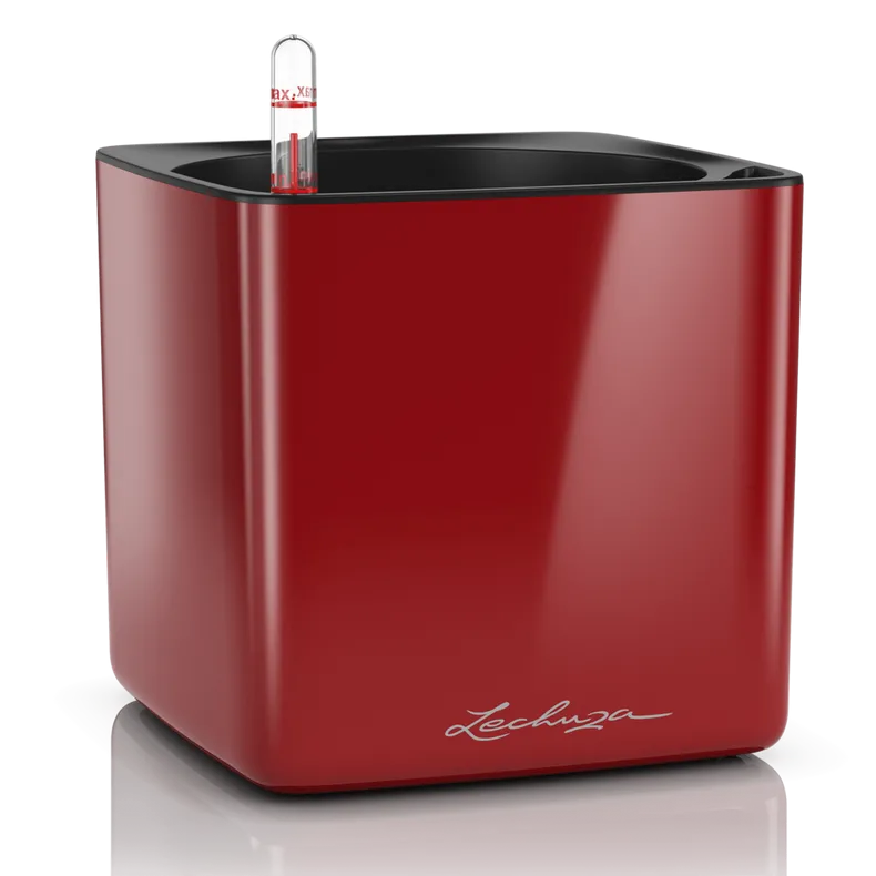 Вазон Lechuza 13522 CUBE Glossy 16 красный