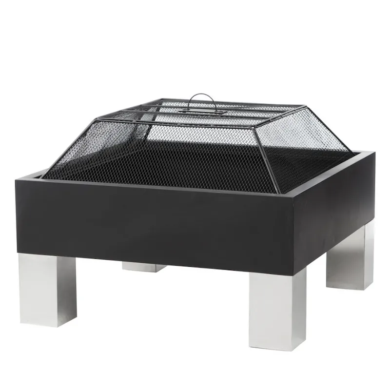 Очаг дровяной квадратный с крышкой из сетки Prescona