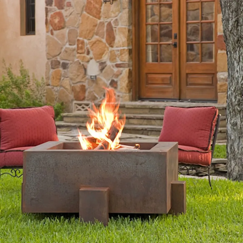 Очаг дровяной квадратный с подпорками Prescona