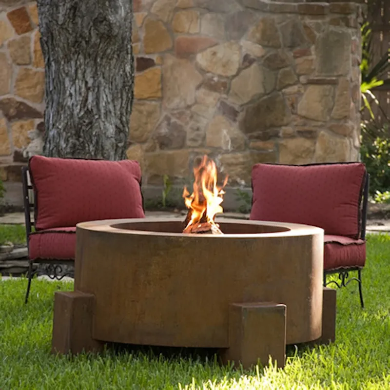 Очаг дровяной круглый с подпорками ржавый Prescona