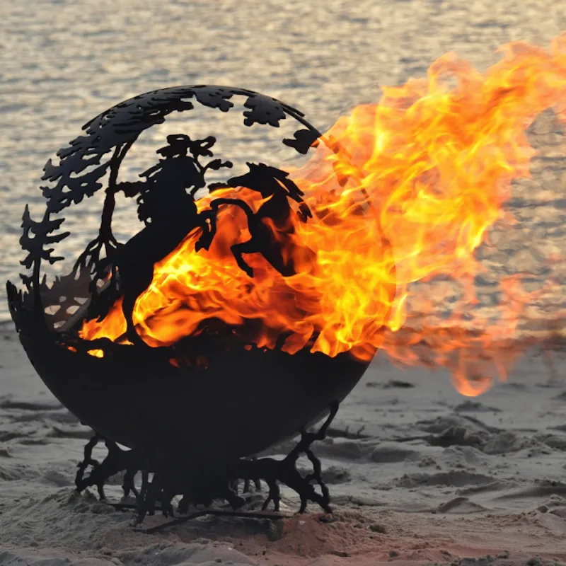 Уличный камин очаг-шар "Бегущие лошади" 500 Prescona