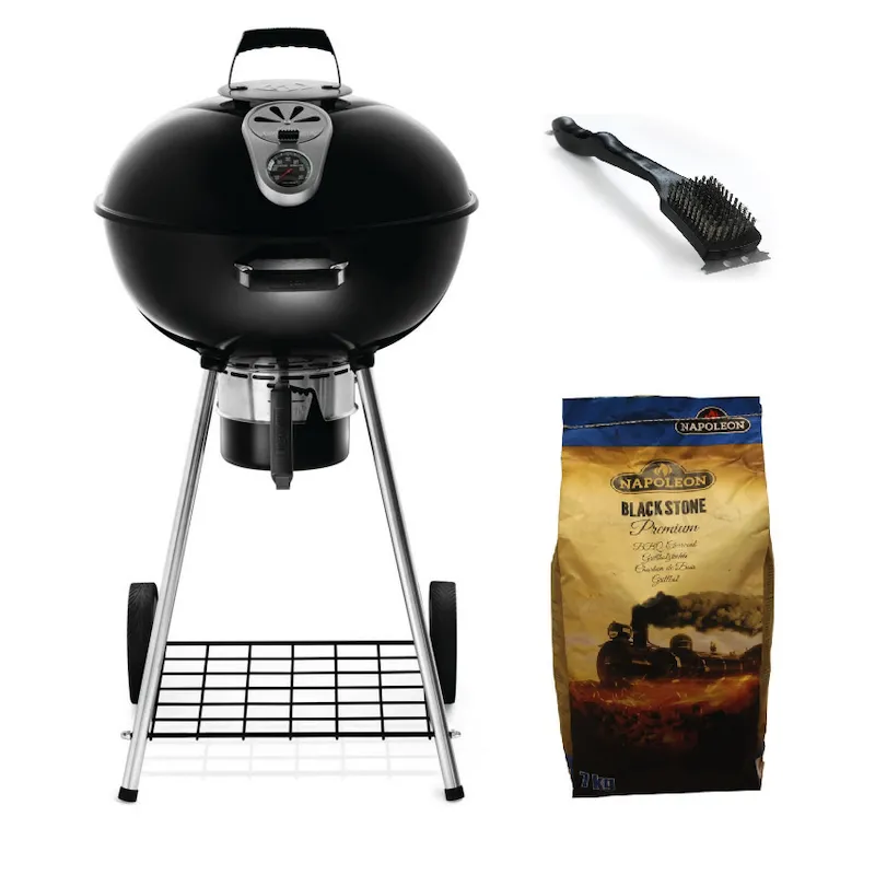 Подарунковий набір: вугільний гриль Napoleon 57 см, щітка, вугілля Napoleon 7 кг