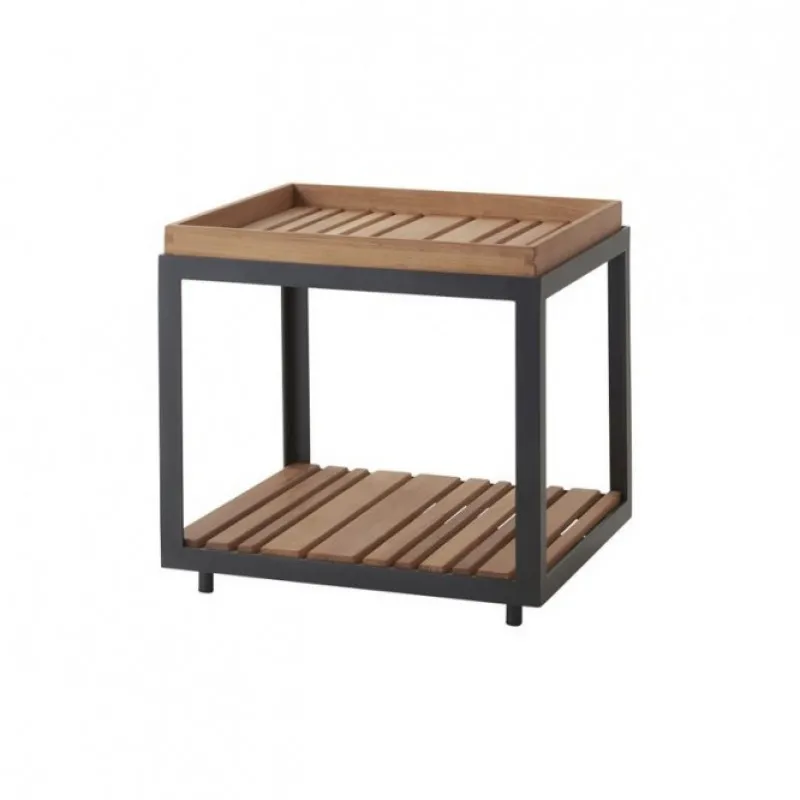 Столик приставной Cane-line Level Teak 48 см, черный