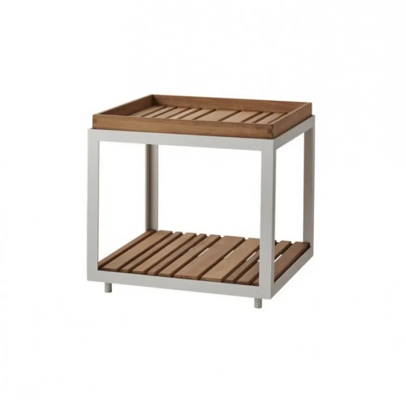 Столик приставной Cane-line Level Teak 48 см, белый