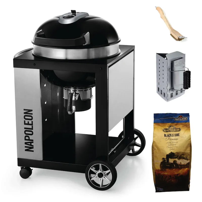 Подарунковий набір: вугільний гриль Napoleon 57 см, щітка, вугілля Napoleon 7 кг