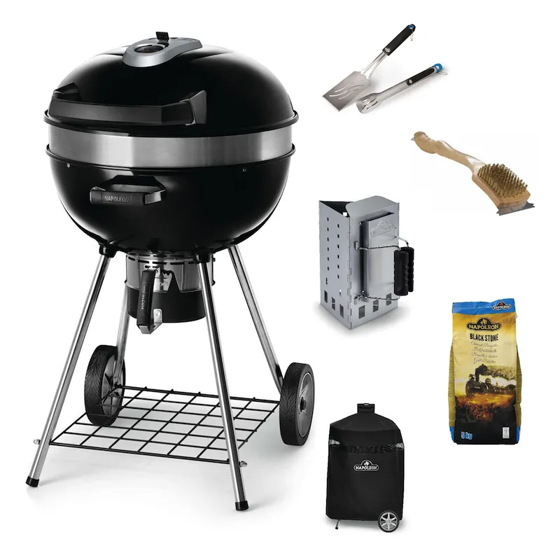 Комплект: вугільний гриль Napoleon Rodeo PRO, інструменти, щітка, стартер, брикети, чохол