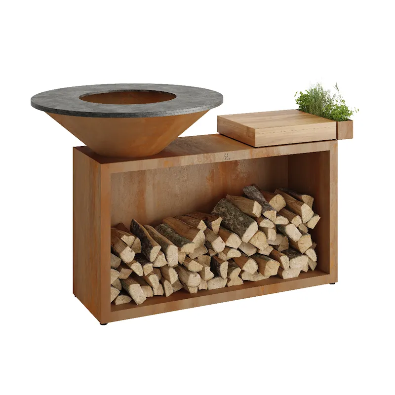 Гриль дровяной OFYR Island Corten 85 Teak Wood