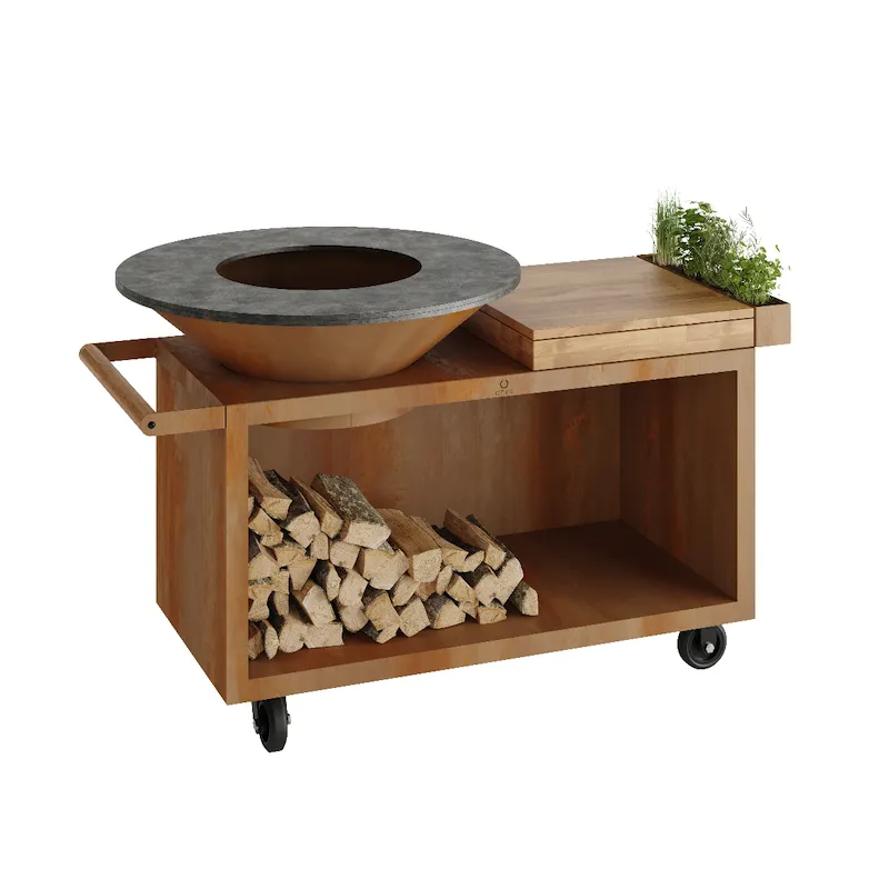 Гриль дровяной OFYR Island Corten 100 PRO Teak Wood