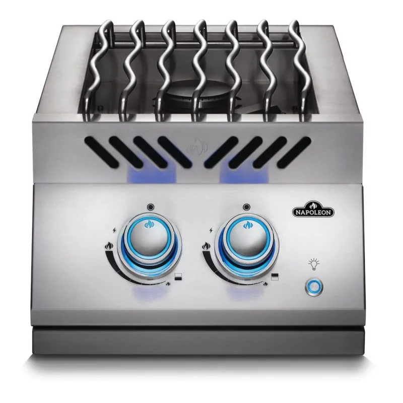 Встраиваемая двойная конфорка с освещением регуляторов и крышкой из нержавеющей стали Napoleon 700 Series