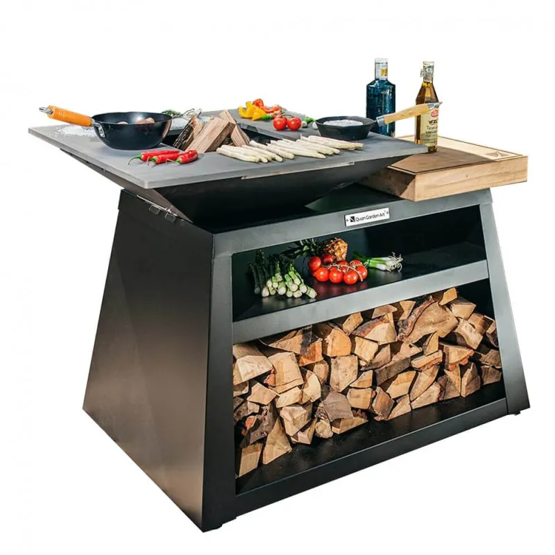 Дровяной гриль-очаг Quan Quadro Basic Medium Carbon остров