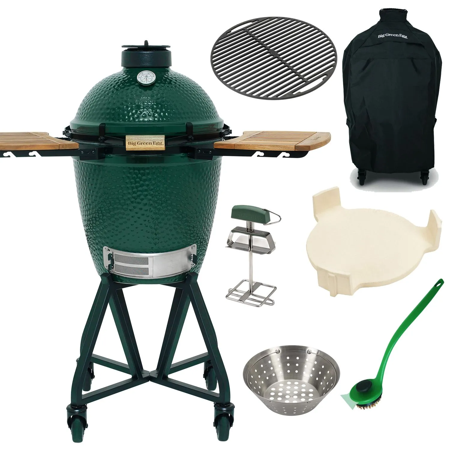 Комплект керамический гриль Big Green Egg Medium в гнезде с боковыми столиками